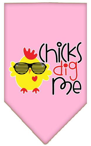 Chicks Dig Me Screen Print Pet Bandana Light Pink Small